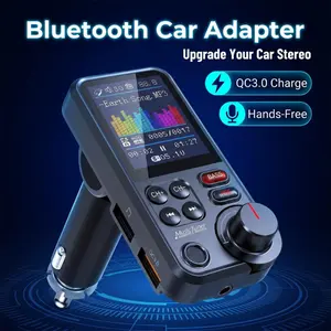 Wireless Car FM Transmitter with HD Microphone| 1.8inch Colorful screen hands-free calling| QC3.0 Fast Charging| Treble and Bass Adjustment| Compatible with CarPlay Car Music Player, Mobile Phone Car Bluetooth Adapter, In-Car Charging, Music Playback, Cig