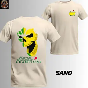 [Made in the USA] Double-sided Hooded T-shirt-Hoodie with a skull print of the Masters Tournament champion, Augusta golf graphic T-shirt, classic golf skull T-shirt, personalized gift for male and female golfers.