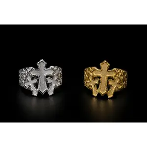 925 Silver Triple Cross Nugget Ring