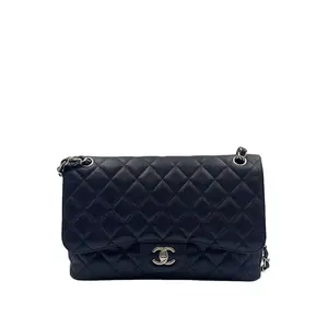 Pre-owned CHANEL france Crossbody Bags h5 black and silver caviar calfskin jumbo chain crossbody bag hz62364