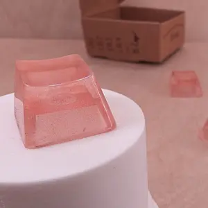 ResinKeyWorks Brown Copper Blank 1U Accent Keycaps, Transparent Hand Polished Resin OEM Caps with MX stems