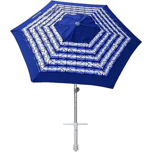shore beach umbrella Beach  8ft Large Beach Umbrellas for Sand Heavy Huty Wind Portable Commercial Grade Patio Beach Umbrella with Sand Anchor Adjustable Height Air Vent UPF 50+ Telescoping Pole without tilt Blue White
