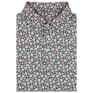 The Azalea 2.0 Men's Performance Golf Polo Shirt Pink Green Patten Short Sleeve Outdoors Print
