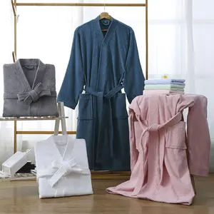 Hotel pure cotton bathrobe, spring and autumn towel material pajamas for women, all-cotton long style, soft, absorbent, quick-drying bathrobe with logo