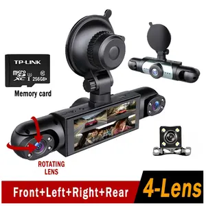 4-Channel Dash Cam,(Not wireless) 1080P Full HD Front+720P Rear Left Right Coverage, Requires charging to use,Super Night Vision, G-Sensor, With Free 64GB Memory Card, Car Dashboard Camera / Safe Driving Black Box,24H Parking Mode#Summervibes tiktokshopsp