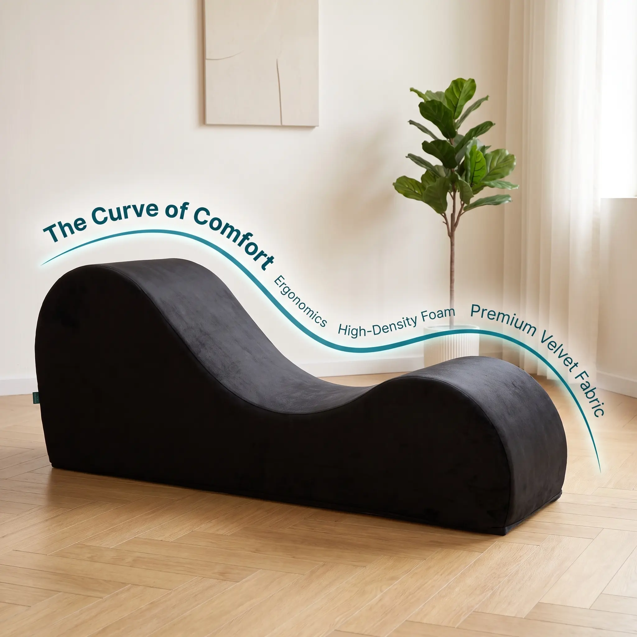 Ergonomic Chaise Lounge Chair - Soft Yet Firm High-Density Foam Core, Removable Machine-Washable Cover, Grey for Living Room, Bedroom