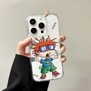 R-Rugrats Transparent Wireless Charging Protective Case for iPhone 17,16,15,14,13,12,11 Pro Max - Silicone Edge, Dustproof Tech Accessory, Customized Phone Protection Accessories