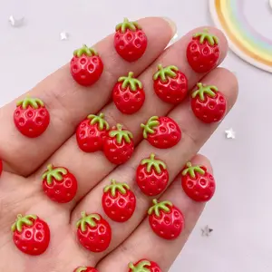 30pcs Resin Kawaii Mini Colorful Red Strawberry Art Flat back Stone Appliques DIY Handmade Crafts Wedding Scrapbook Wedding Earring Decor Crafts Accessories Handcraft
