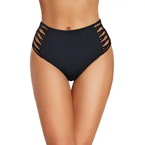 Holipick Women High Waisted Bikini Bottoms Tummy Control Swimsuit Bottoms Strappy Swim Bottom