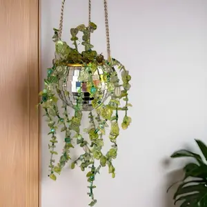 Disco Vine Forever Plant with Hanging Decorative Beads and Green Leaves for Home Decor