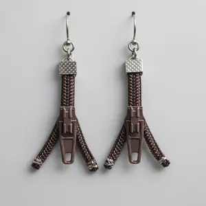 Zipper Earrings | Split Decision No. 3 - Brown