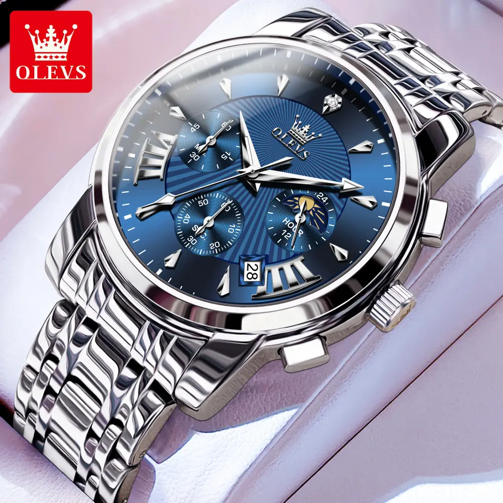 OLEVS Authentic Men's Watch Luminous Waterproof Date Stainless Steel Watch Birthday Gift Men's Watch Casual Wristwatch Set  2892 Reloj de cuarzo para hombre