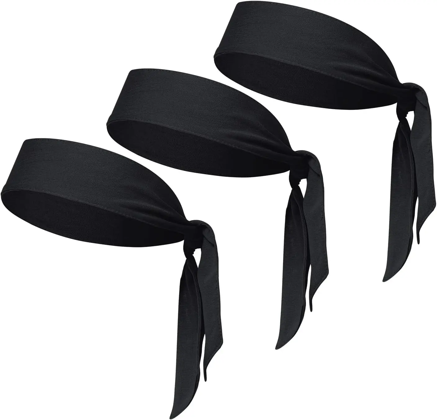3pcs Head Ties Headband Sports Sweatband Adjustable Ninja Karate Head Band Sweat Wicking Workout Headband for Men Women Basketball, Running, Tennis, Athletics Gift