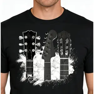 Guitar Player Gifts Rock n Roll Musician T-Shirt, Festival Music Graphic Tee, Unisex Short Sleeve Novelty Apparel for Men and Women, Casual Band Culture Fashion Top, Retro Concert Streetwear Shirt