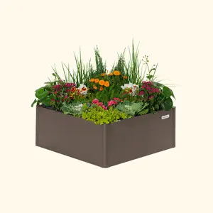 Vego Garden 17" Tall Modern 42" x 42" Metal Raised Garden Bed - Sleek Sturdy Design Commercial Grade Materials Elevated Planting Boxes for Gardening