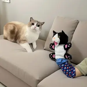 Karate Cat Doll, Cat Wrestling Doll, Pet Toy with Protective Arm Cover, Cat Karate Doll Gloves, Cat Bite Game, Interactive Boxing