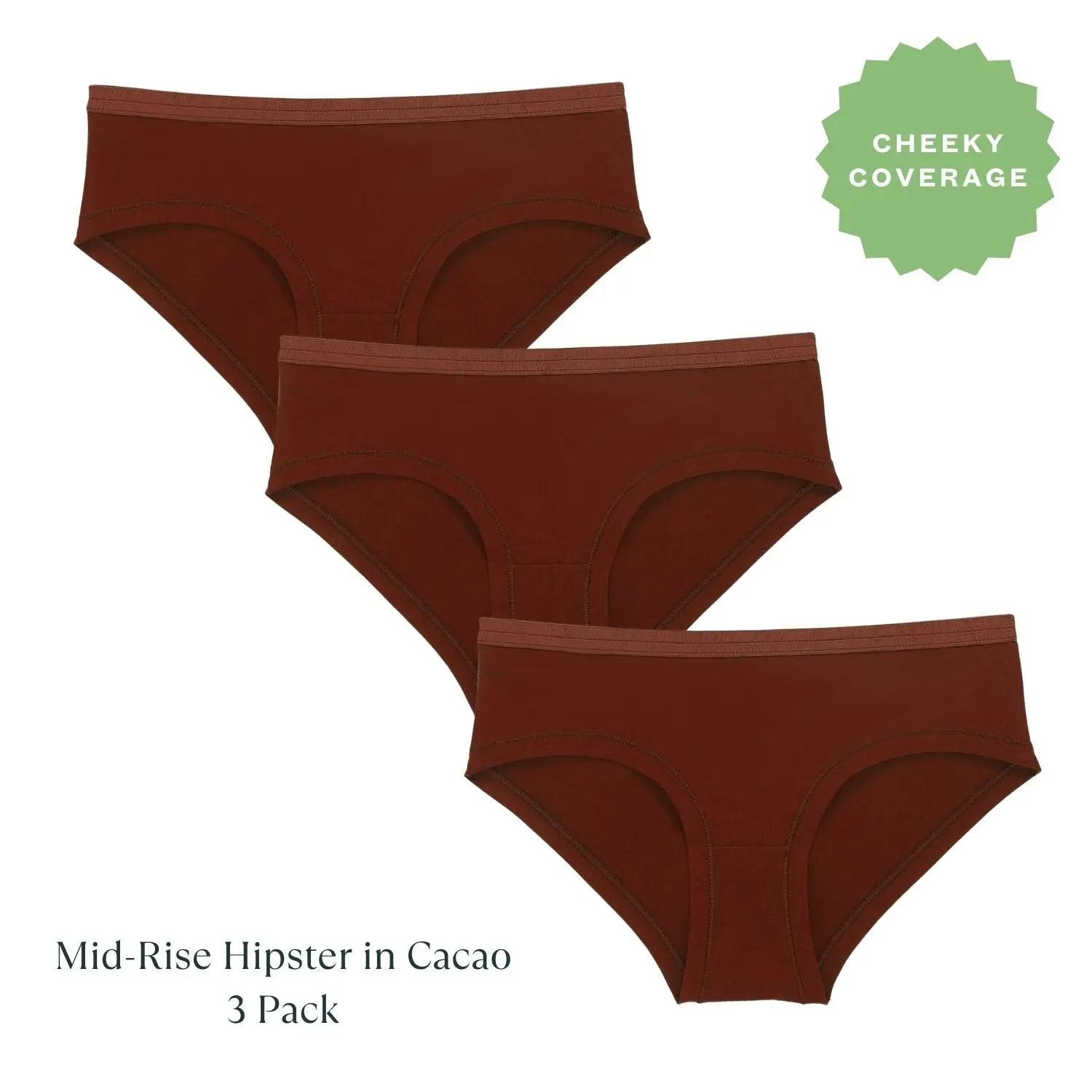 SUBSET Organic Cotton Mid-Rise Hipster in Cacao 3-Pack - Women's Everyday Comfort Underwear