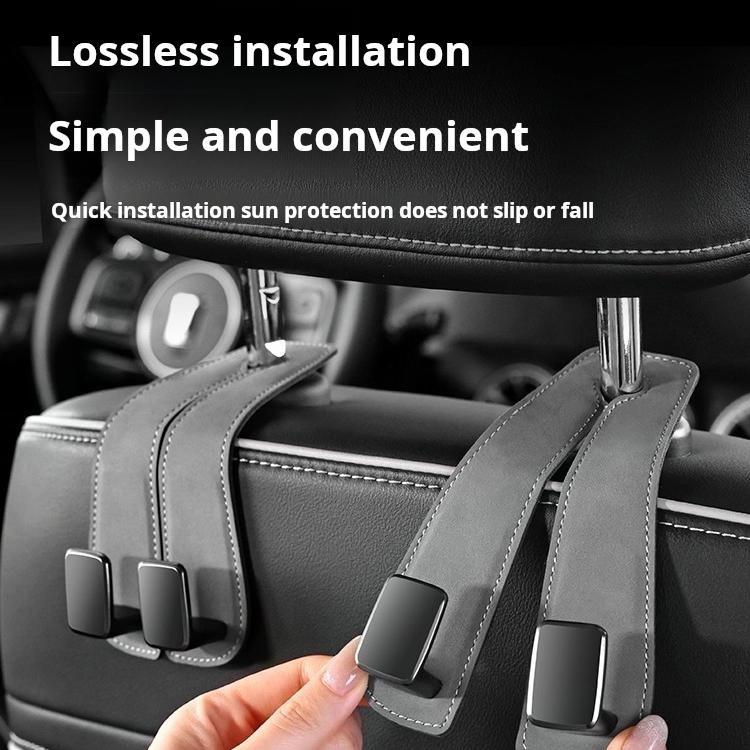 Universal suede car hook for both driver and passenger. Upgraded hidden double hook. Super load-bearing, scratch-resistant and wear-resistant. Stable and non-slip. Folding rear row storage small objects artifact.