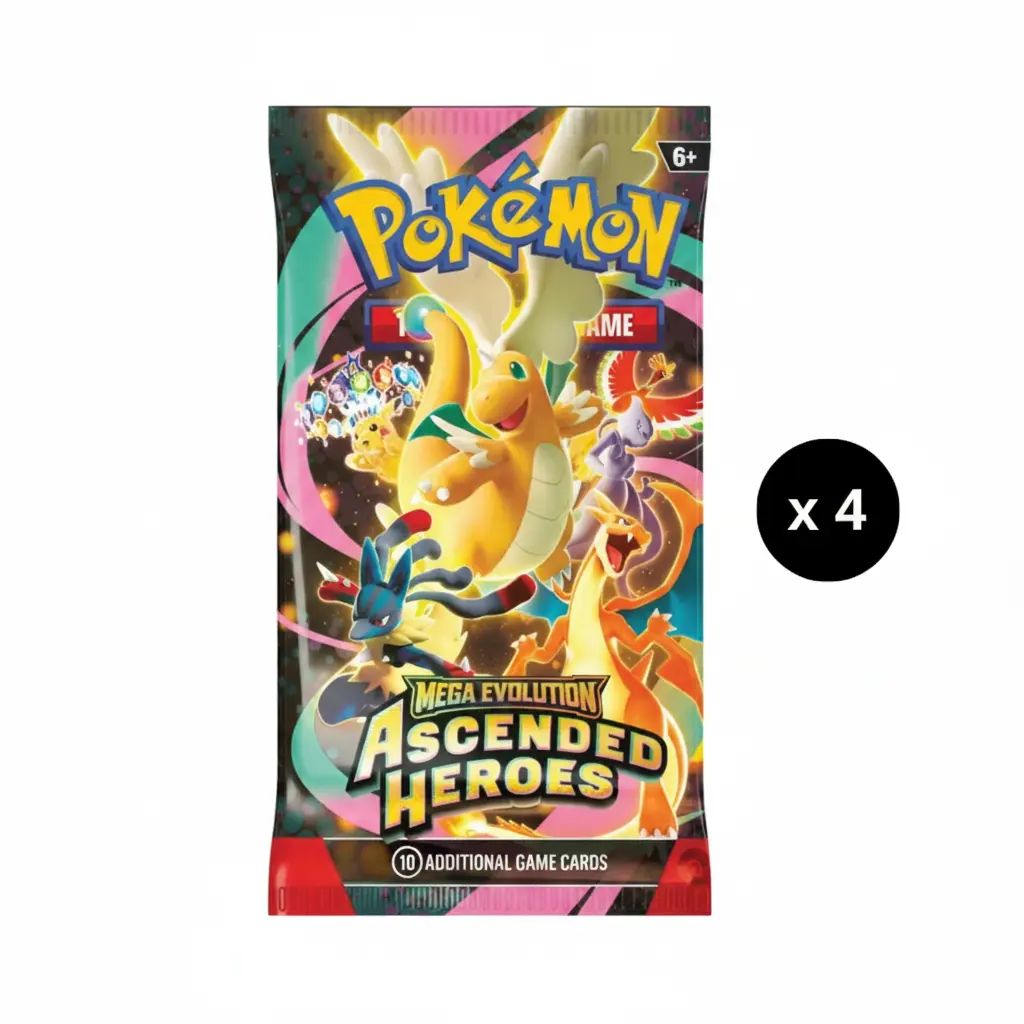 Pokemon English ME2.5 Ascended Heroes 4 Pack Bundle CARDS LIVE OPENING