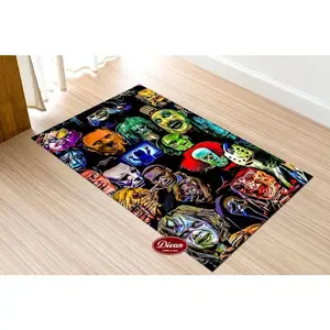Horror Movie Rug,Halloween Rug, Horror Movie Characters Area Rug, Rugs For Living Room,For Home Decor, Fear Movie Characters Area Rug