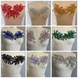 3d Applique/ 3d Rhinestone Floral Hair Embellishment/ Comes in pairs 077