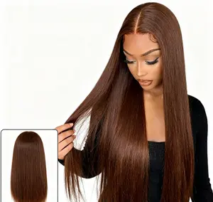 New Women’s Front Lace Synthetic Wig, Straight 30 Inches, 13×4×1 Density, Heat Resistant, Natural Direct-To-Wear for Daily Use, Non-Slip, Tangle-Free, Easy to Manage, Light Brown glueless wig Brazilian