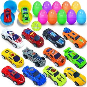 12 Pack Prefilled Easter Eggs with Toys Inside, Pullback Diecast Cars for Kids Boys Toddler Easter Basket Stuffers Hunt, Favor for Kids Goodie Bags, Classroom Carnival Prizes, Pinatas, Gift