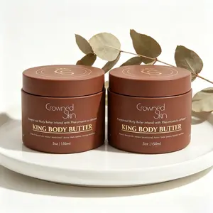 Crowned Skin King Body Butter, Warm Sandalwood & Musk Scent, Organic Shea & Mango Butter Moisturizer for All Skin Types Uterine Warming Cream with Ginseng Rose Gel Sculpting Fast-Acting Anti-Cellulite