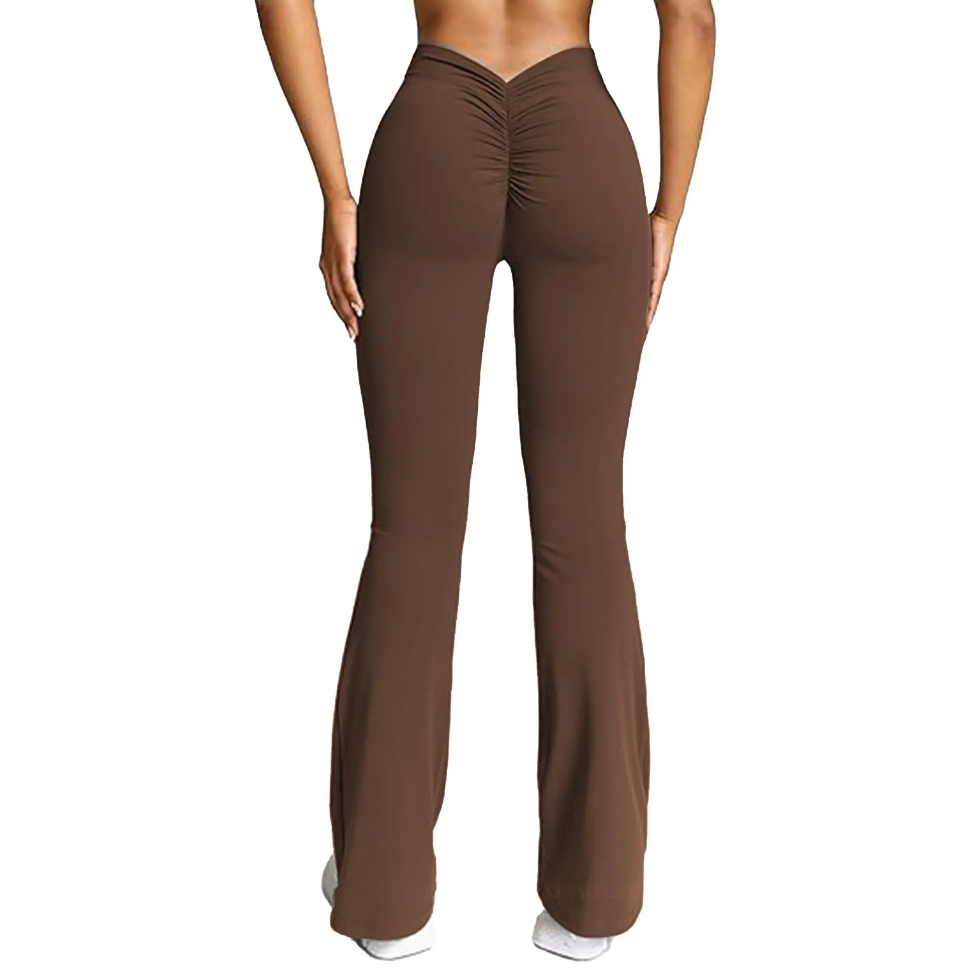 Wrinkled yoga pants, wild V-shaped back and waist-enhancing exercise pants, narrow-leg high-waist suitable for fitness and yoga