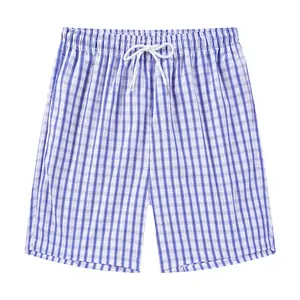 Checkered drawstring shorts, summer thin fashion casual beach shorts, elastic waist five quarter pants, comfortable on the street