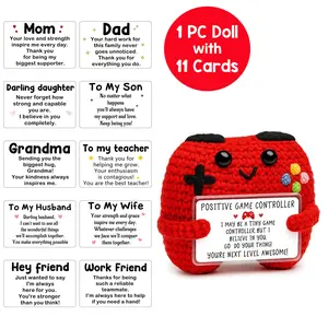 Handmade Emotional Support Game Controller - 10 Changeable Positivity Cards - Easter Basket Stuffer 2026 - Aesthetic Gamer Room Decor - Teen Boy & Girl Gift - Handmade Crochet Figure