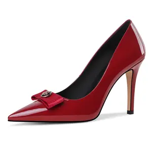 Women's Classy Elegant Stylish Fashion Stiletto High Heel Pumps - Closed Toe, Bow Accent Footwear for Party, Wedding (Bride)