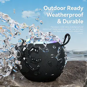 The CLAISON Bluetooth Speaker features outdoor-grade waterproofing, a built-in DSP chip, AI voice assistant support, TWS stereo pairing, and RGB lighting effects; it is further equipped with a water-resistant woven mesh fabric and a portable lanyard