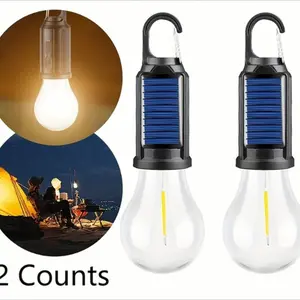 2pcs Solar and USB Rechargeable Camping Light, Outdoor Home Hook Lamp, Waterproof Protection, 4 Lighting Modes, Portable Tent Bulb