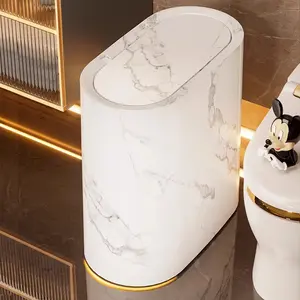 Trash Can for Home Bathroom Toilet Hotel Homestay with Lid Kitchen Living Room Narrow Trash Can, Durable, Plastic, Space-Saving, Easy to Clean and Maintain, Stylish, Bathroom Essentials Accessories