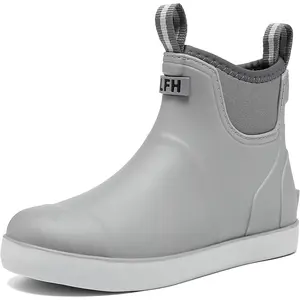 Mother's Day gift Women's Deck Boots, Rubber Rain Boots Chelsea Ankle Booties with Anti-Slip Sole Waterproof Fishing Shoes for Outdoor Work Garden Camping Grey