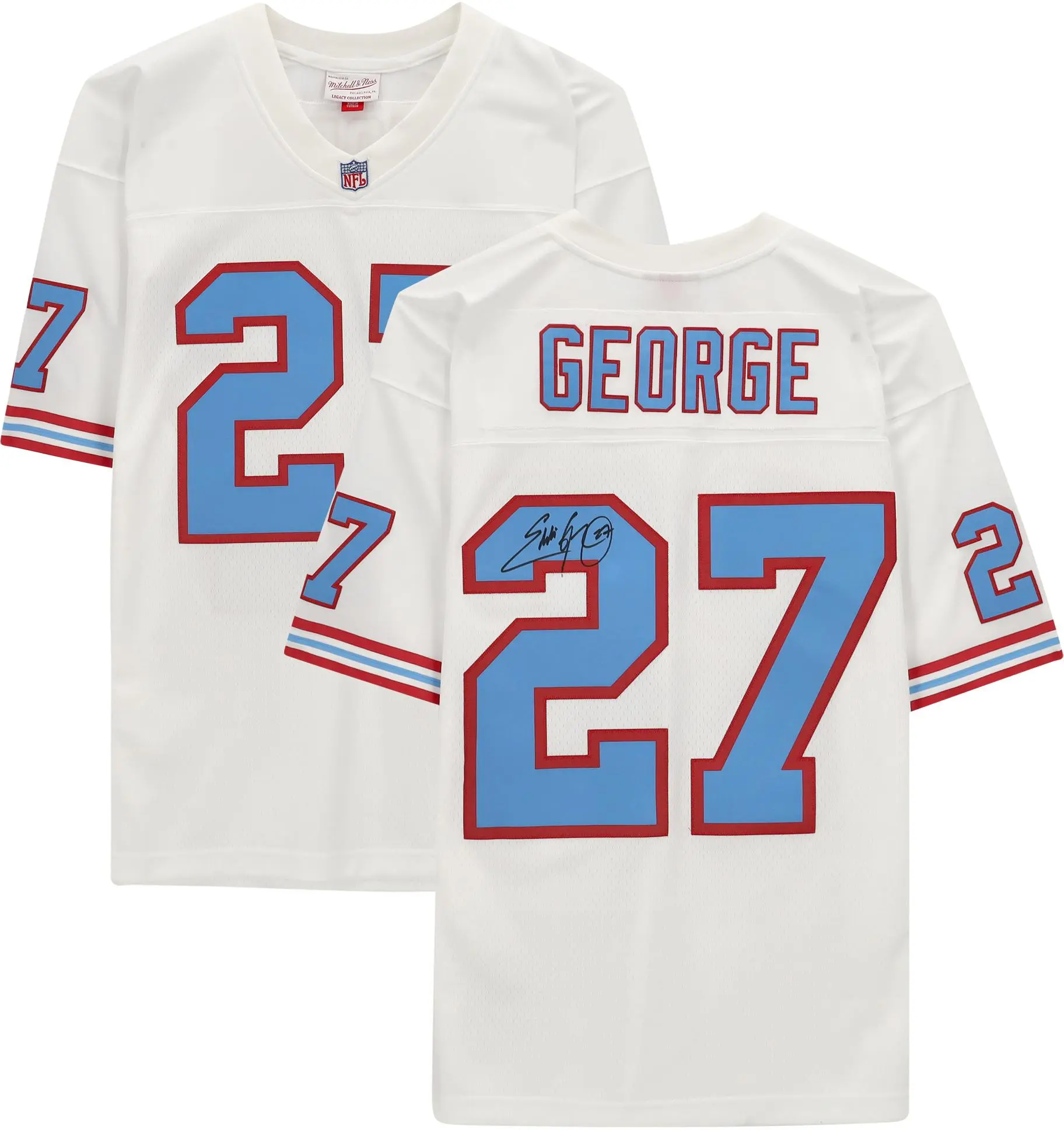 Eddie George Houston Oilers Autographed Mitchell & Ness White Replica Jersey - Fanatics Authentic Certified