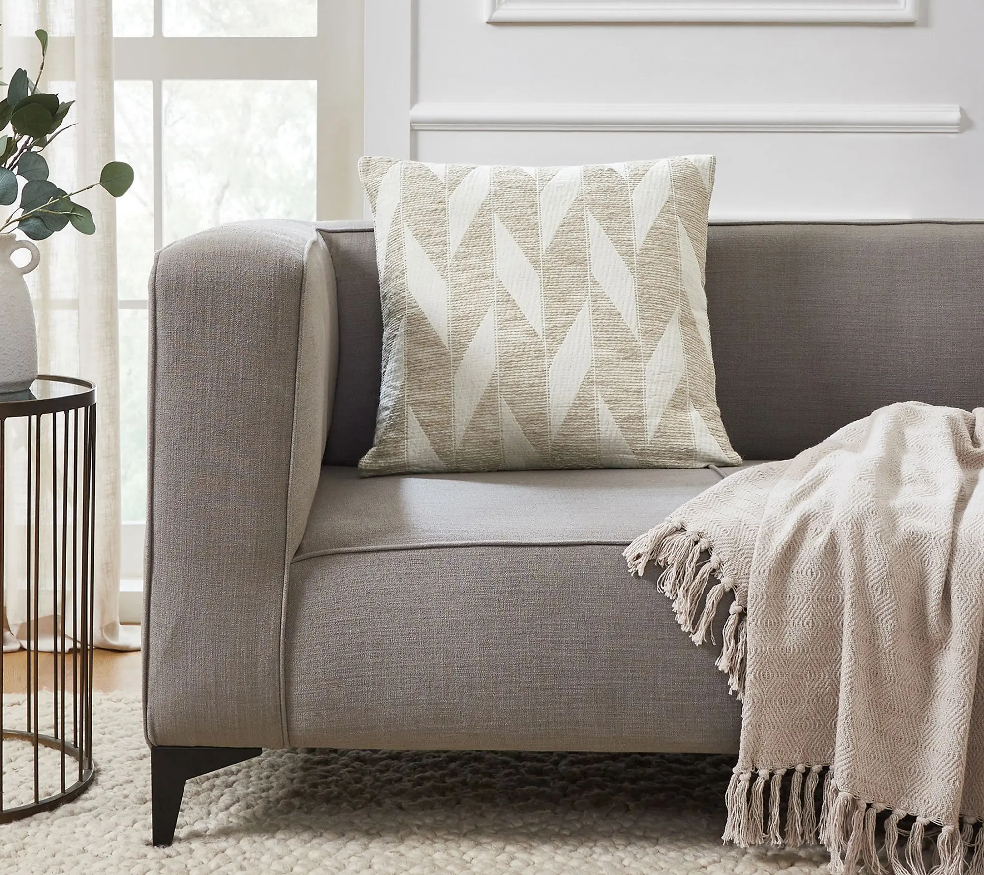 Tahari Home Amelia Diagonal Taupe Decorative Pillow, 20" x 20"