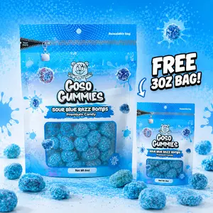 Sour Blue Razz Gusher Bombs 6oz + FREE 3oz Bag | Sour Gusher Bombs Candy Bundle | Blue Raspberry Viral TikTok Candy