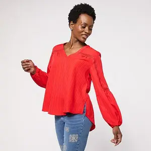 DG2 by Diane Gilman Jacquard Lantern Sleeve Blouse