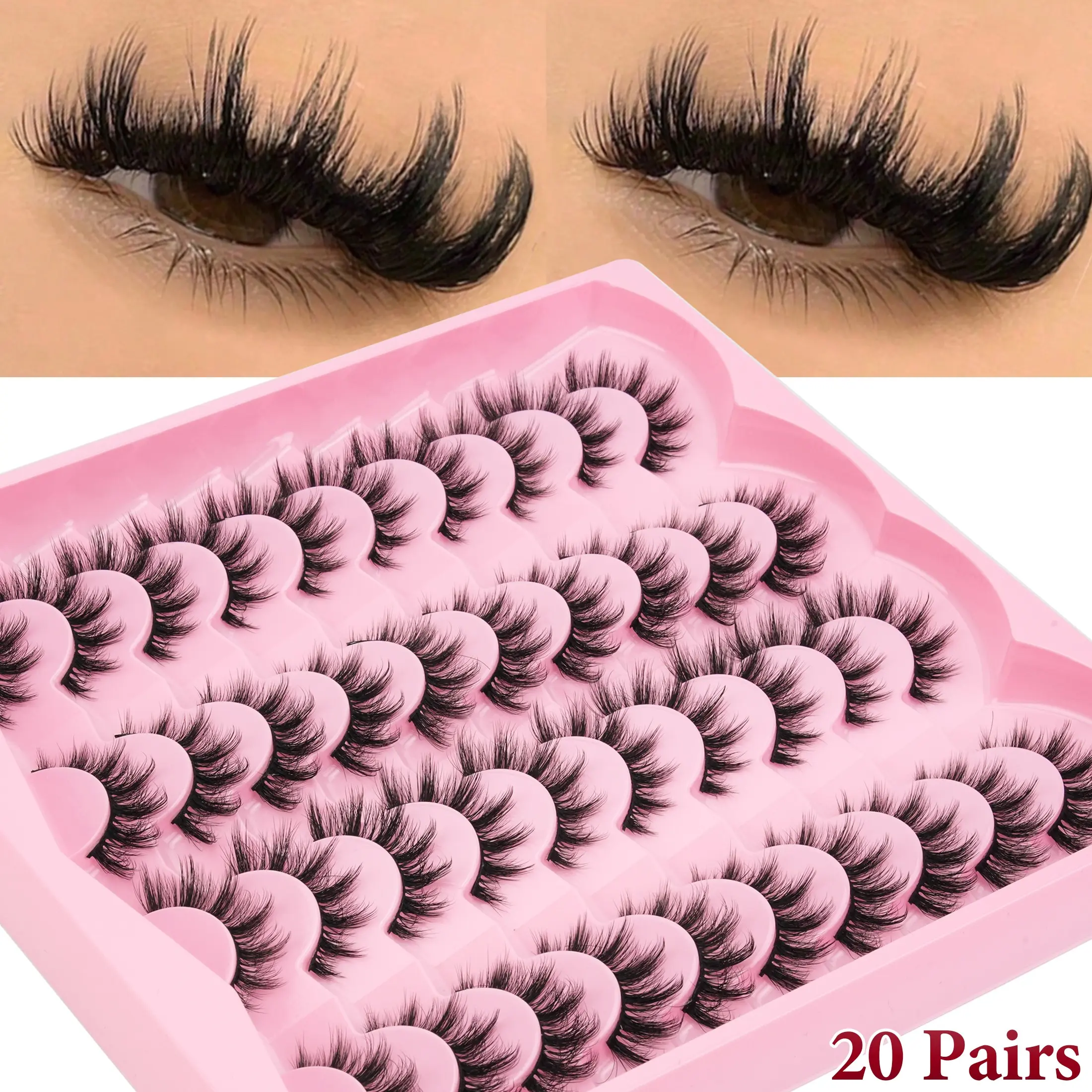 20 Pairs Eyelash Extensions Set, Dense Style, Fashion Eyelashes, Cosmetic Curly Lashes, 0.10mm Thickness, 16-18mm Length, D Curl, Non-Flammable Liquid, Cosmetic False Lashes, Made in China