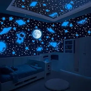 Glow in The Dark Stars for Ceiling Decor - 600 pcs with Bonus Constellation E-Book | Ceiling Stars Glow in The Dark Stickers and Space Wall Decal for Kids Room Decor (Blue)