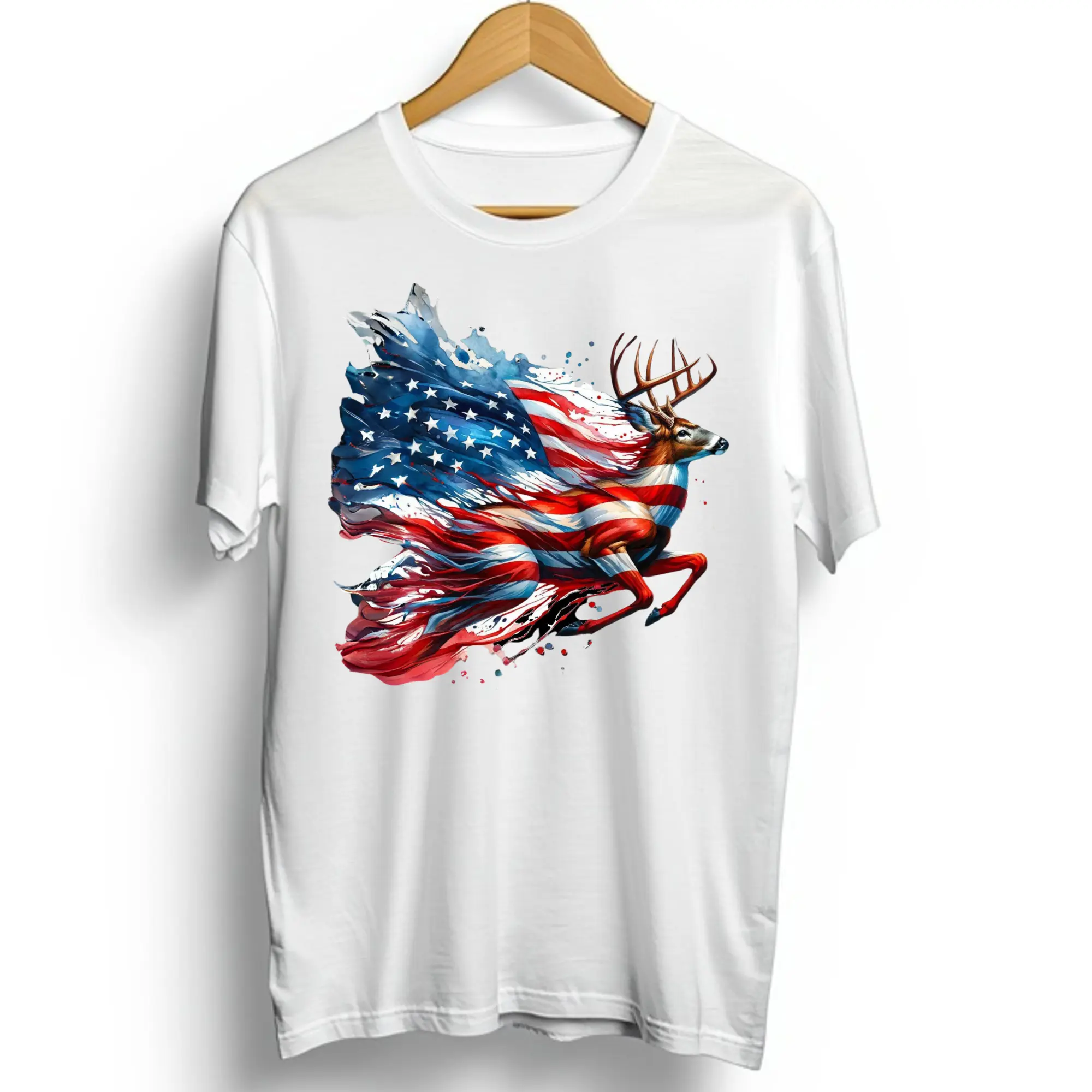 DTF Transfer Print with Unique Style American Deer Graphic - Specialty DIY Supply for Adult T-Shirts, American With Deer Graphic