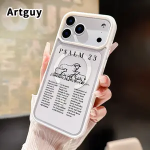 Magnetic Phone Case for iPhone 17 Pro Max 16 Plus 15 14 13 12 11 Air E Psalm 23 Vision Pattern Acrylic Back TPU Edges Clear support wireless charging Bumper Cover for