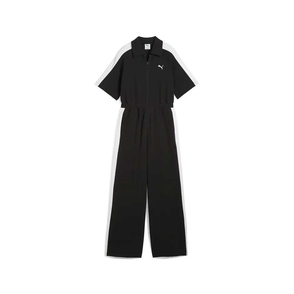 PUMA Womens T7 Collared Short Sleeve Bodysuit Casual - Black