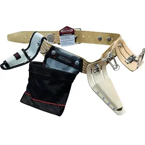 Safety Scaffold WorkToolBelt #8 2 Inch Wide Leather Belt with Reinforced Rivets, Roller Buckle, and Adjustable to Fit Waist 30 to 44 Inches