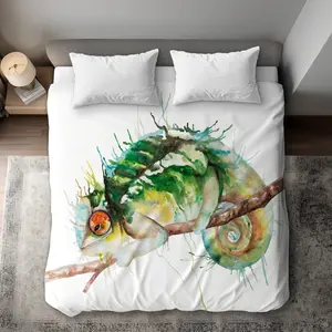 360 Stand King Size Decorative Duvet Cover Set - Chameleon Print, Microfiber Face, Machine Washable, Orange Boho Bed Set, Bedroom Bedding for King Size Bed, Living Room Decor, Bedroom Bedding Set