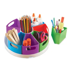 Learning Resources Classroom Storage Center (LER3806) - Pen Stand, Circular Tray, Colorful Bins for Stationery Office Supplies, Ideal for Schools