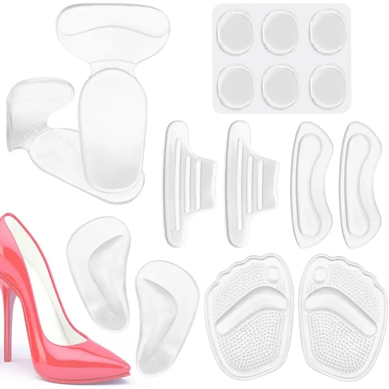 Zioiaoro 16Pcs Heel Cushion Soft Inserts, Gel Pads for Loose Shoes, Prevent Rubbing Blisters, Forefoot Pads, Arch Support, Heel Grips Liners Protectors, Ball of Foot Cushions, for Pain Relief Bunion