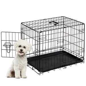 Folding Metal Dog Crate, Pet Cage with Leak-Proof Tray, Secure Wire Kennel for Small/Medium Dogs, Indoor & Travel Use Folding Metal Dog Crate, Pet Cage with Leak-Proof Tray, Secure Wire Kennel for Small/Medium Dogs, Indoor & Travel Use